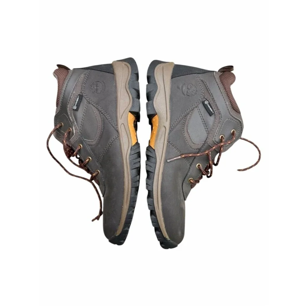 Timberland Mt. Maddsen Waterproof Hiking Boots Gray Brown Leather Boys 6.5 Trail